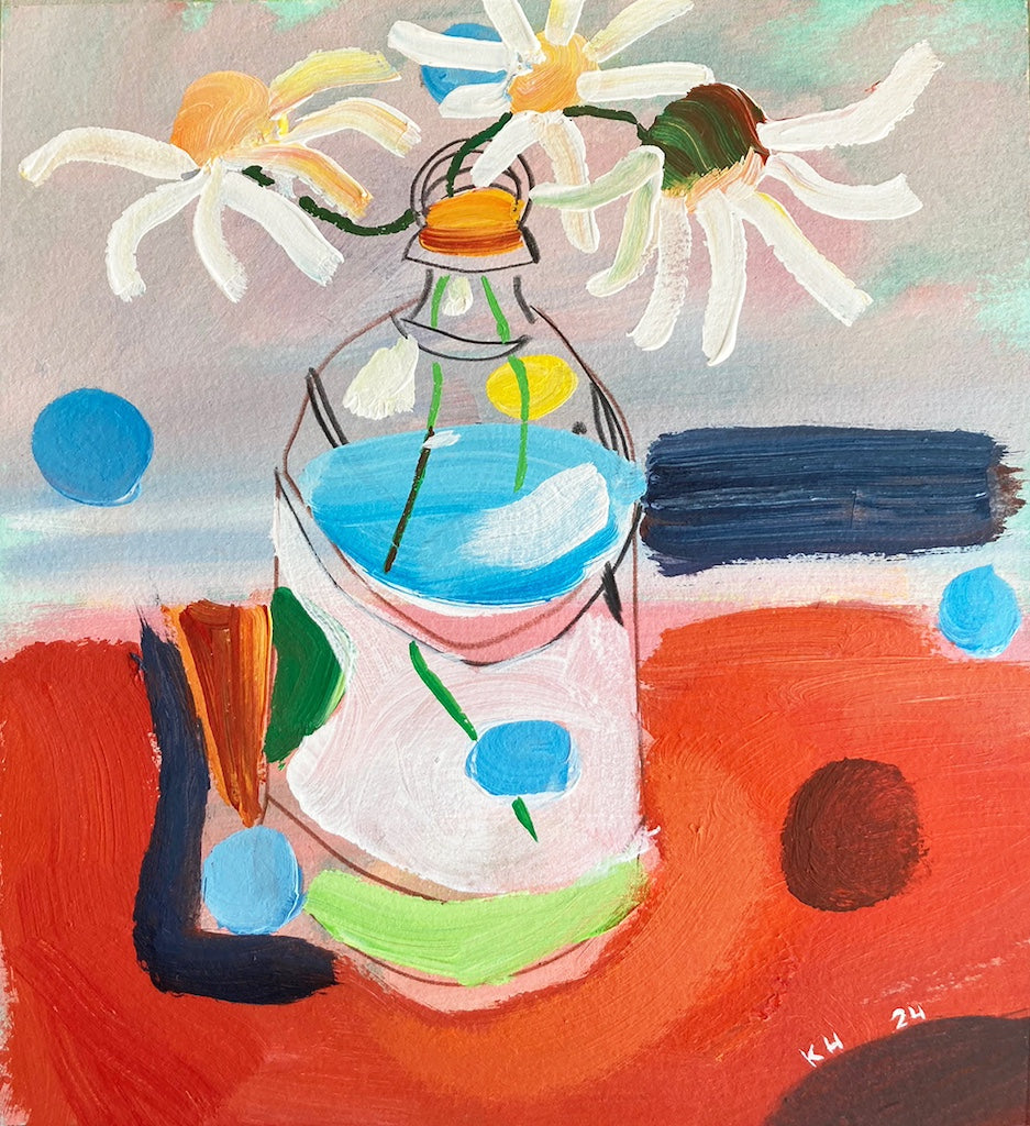 Three Daisies In A Bottle Kurt Herrmann