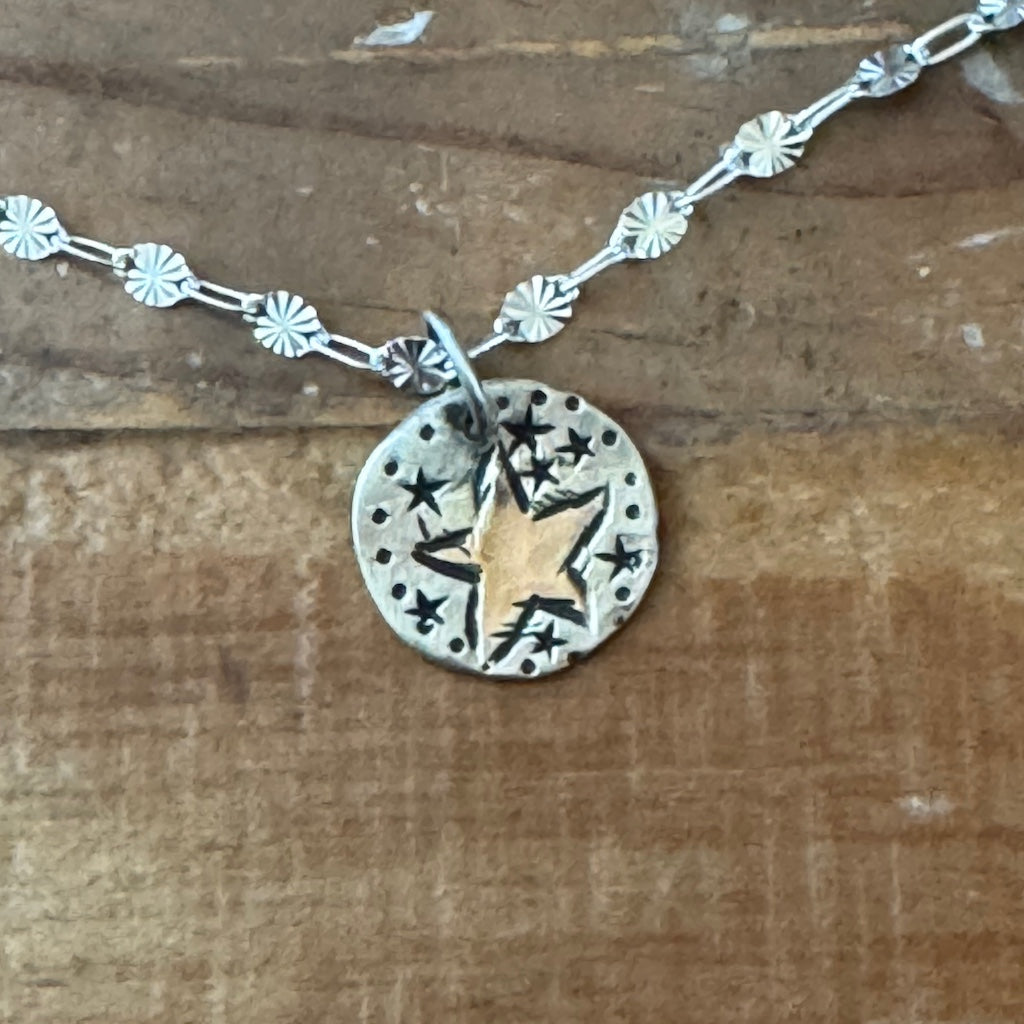 Tiny Lonestar Silver & 14k Gold Necklace Margaret Sullivan