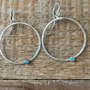 Skinny Hoops With Turquoise  Earrings Margaret Sullivan