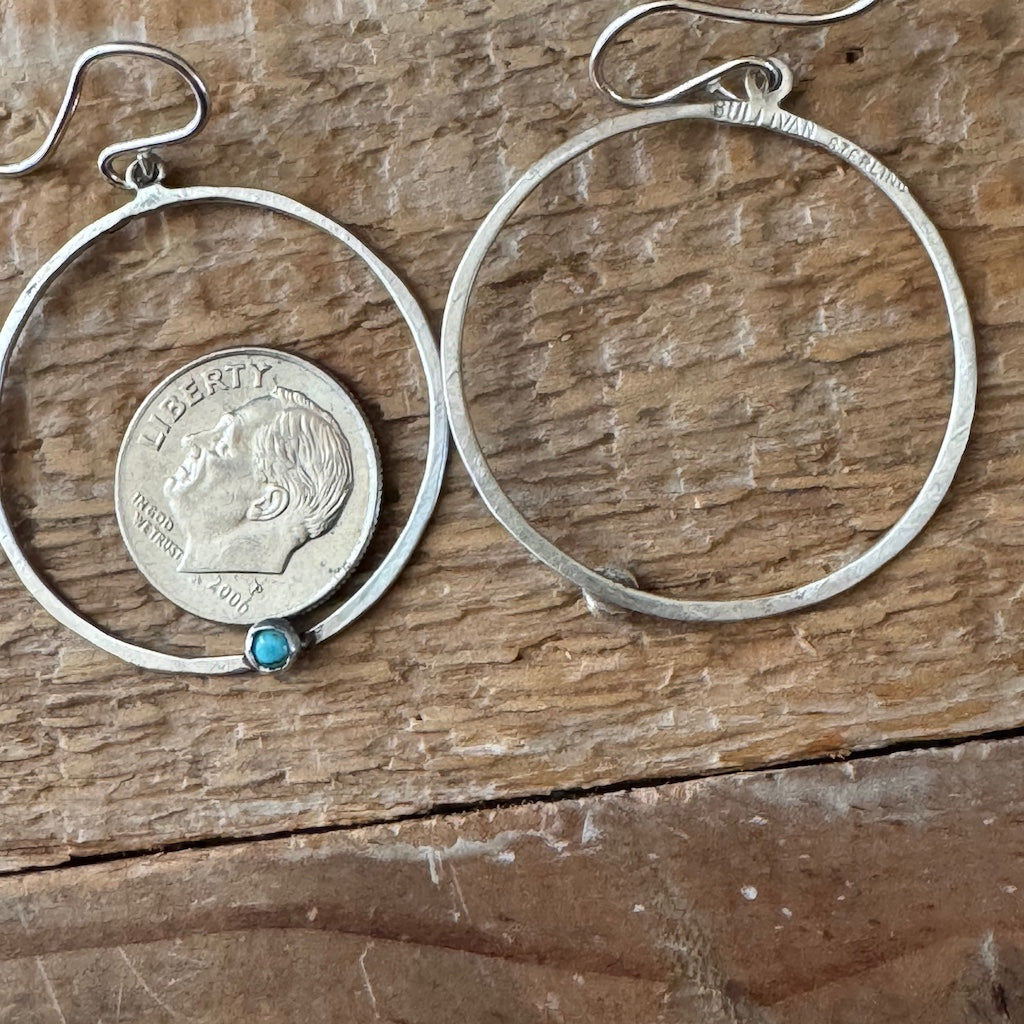 Skinny Hoops With Turquoise  Earrings Margaret Sullivan