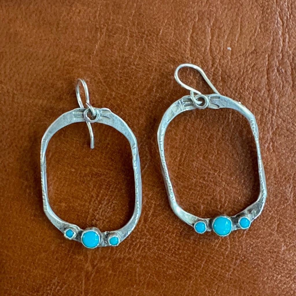 Large Oblong w/ Turquoise Hoop Earrings Margaret Sullivan