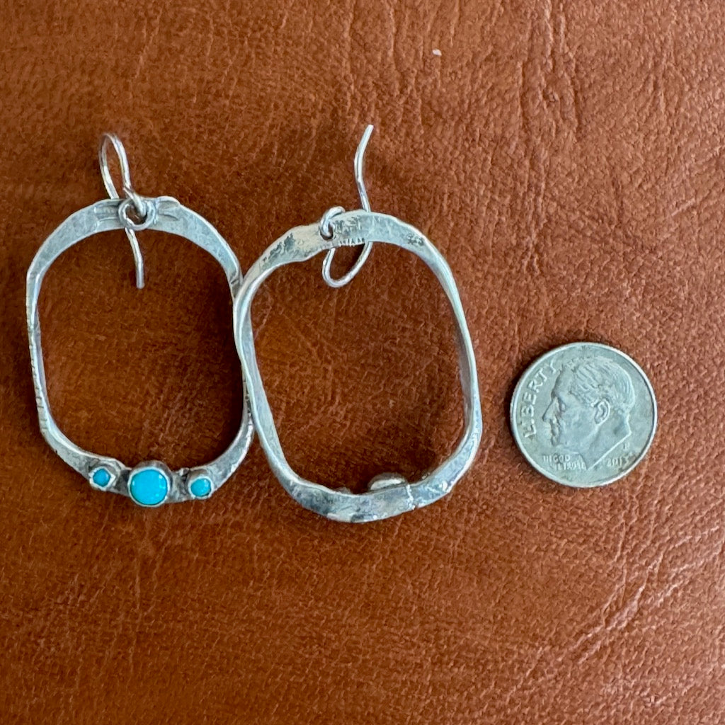 Large Oblong w/ Turquoise Hoop Earrings Margaret Sullivan